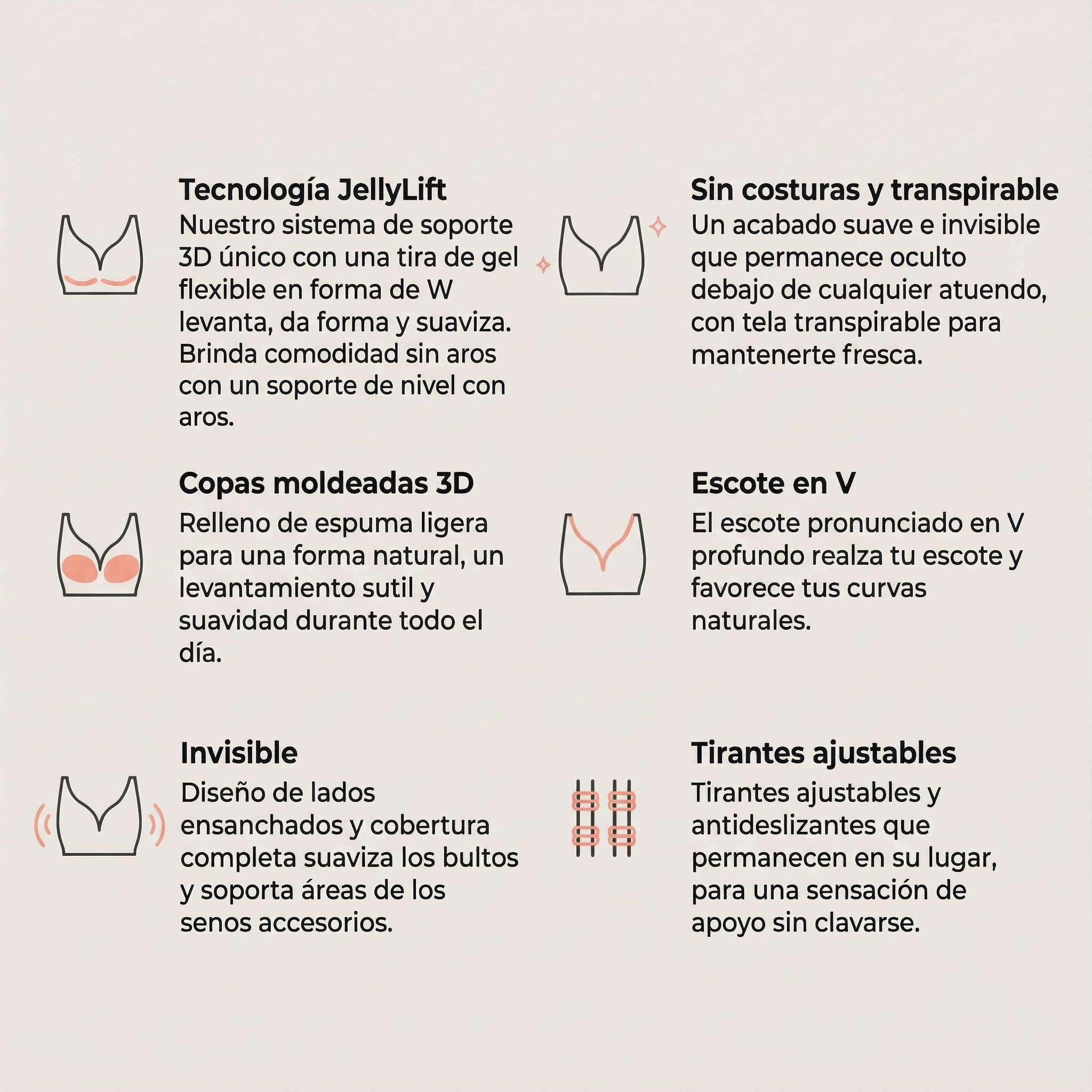 Deep V Push-Up Seamless Wireless Jelly Bra